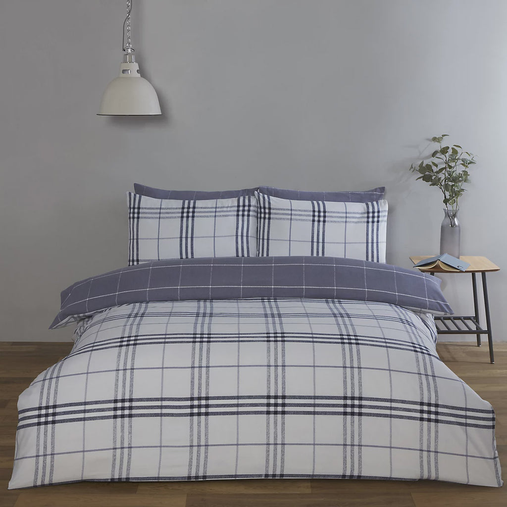 Harris Check Duvet Cover Set Double Denim