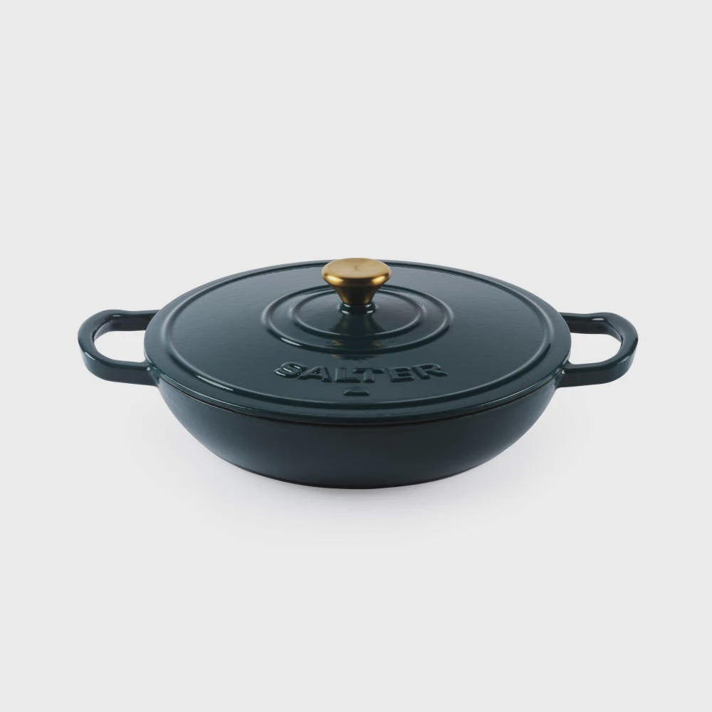Salter Chester 30cm Shallow Cast Iron Casserole Pot – Green