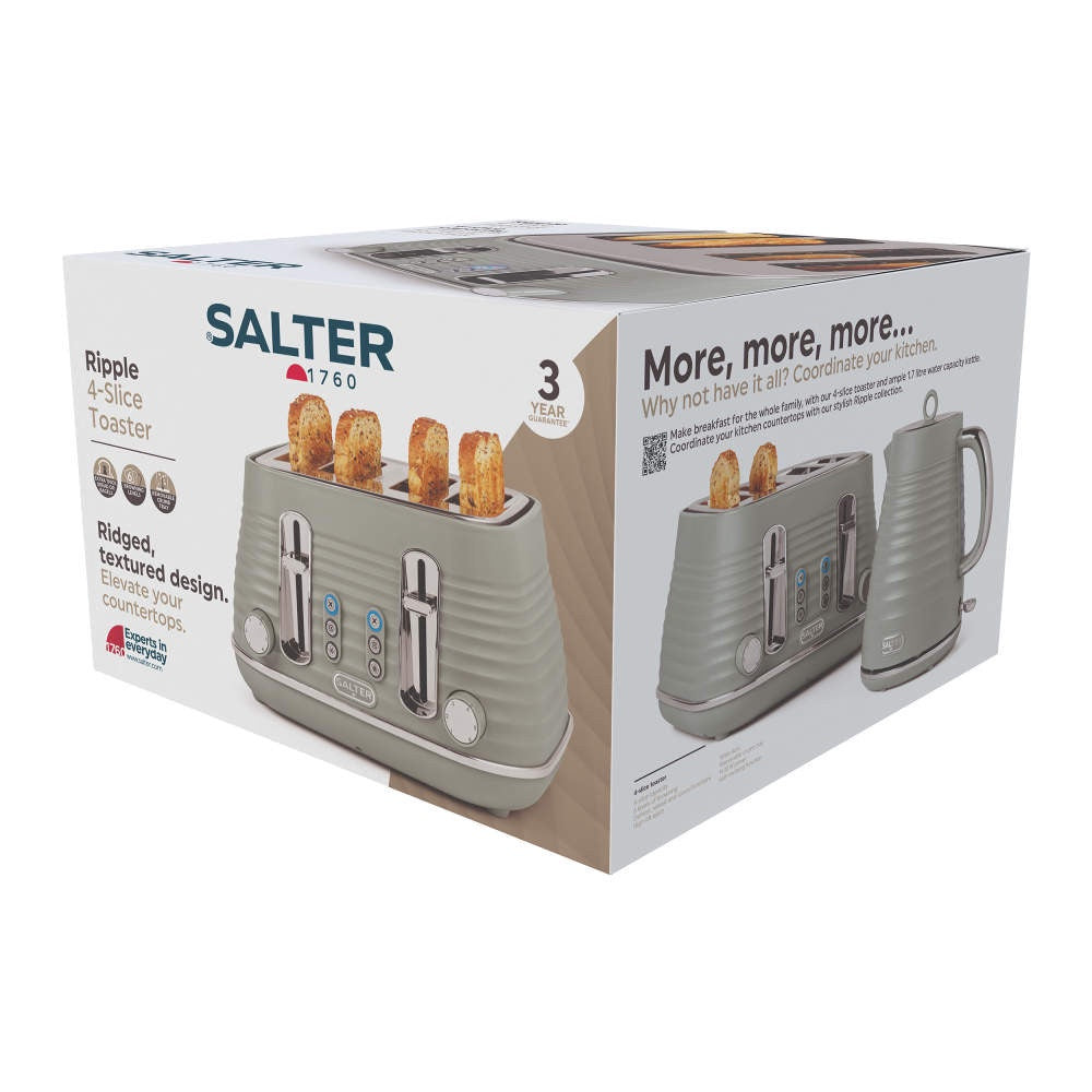 Salter Ripple 4 slice toaster in taupe