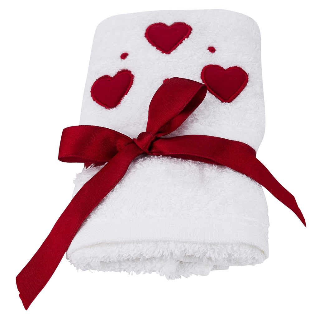 Hearts Embroidered Guest Towel