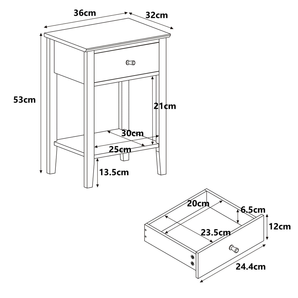 Henley - 1 Drawer Bedside Table, Oak Effect (Self Assembly) (DHD) Image 2