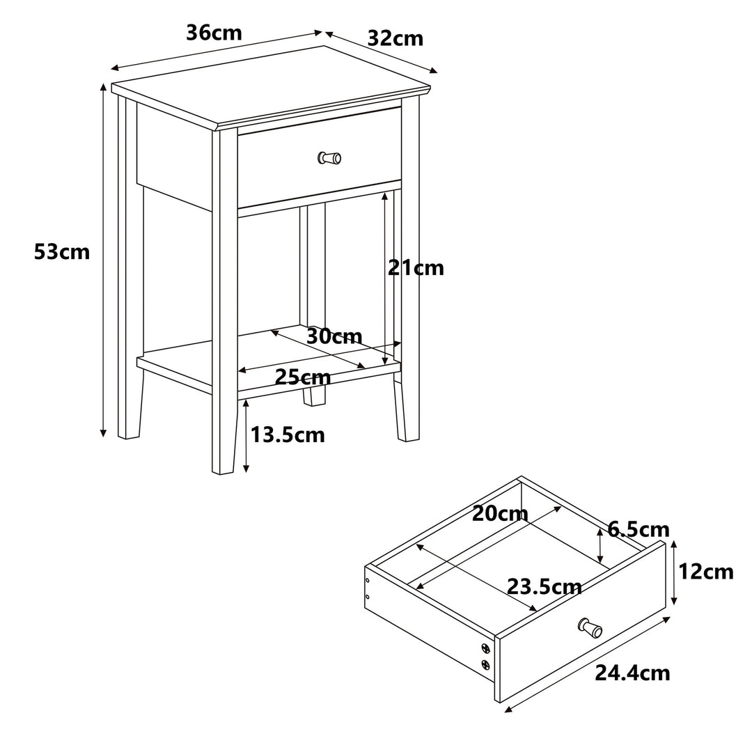 Henley - 1 Drawer Bedside Table, Oak Effect (Self Assembly) (DHD) Image 2