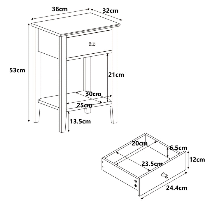 Henley - 1 Drawer Bedside Table, Oak Effect (Self Assembly) (DHD) Image 2