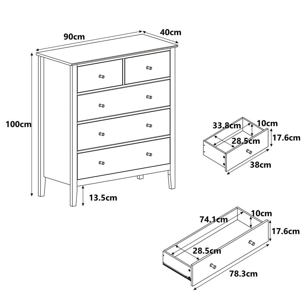 Henley - 3+2 Drawer Wide Chest, Oak Effect (Self Assembly) (DHD) Image 2