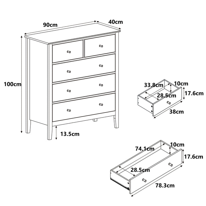 Henley - 3+2 Drawer Wide Chest, Oak Effect (Self Assembly) (DHD) Image 2