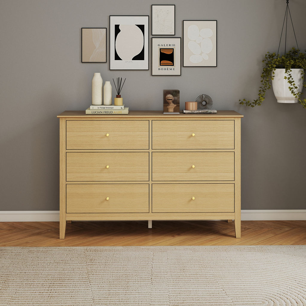 Henley - 6 Drawer Double Wide (3+3) Chest, Oak Effect (Self Assembly) (DHD) Image 1