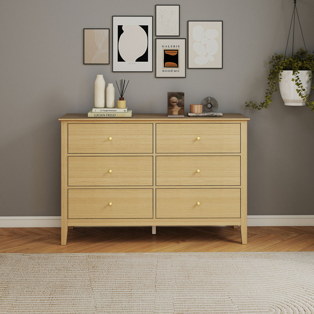 Henley - 6 Drawer Double Wide (3+3) Chest, Oak Effect (Self Assembly) (DHD) Image 1