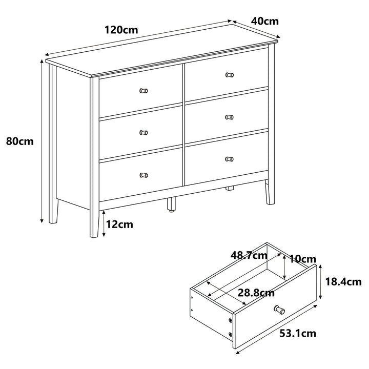 Henley - 6 Drawer Double Wide (3+3) Chest, Oak Effect (Self Assembly) (DHD) Image 2