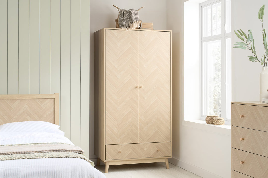 Birlea Herringford 2 Door 1 Drawer Wardrobe (Self Assembly) (DHD)