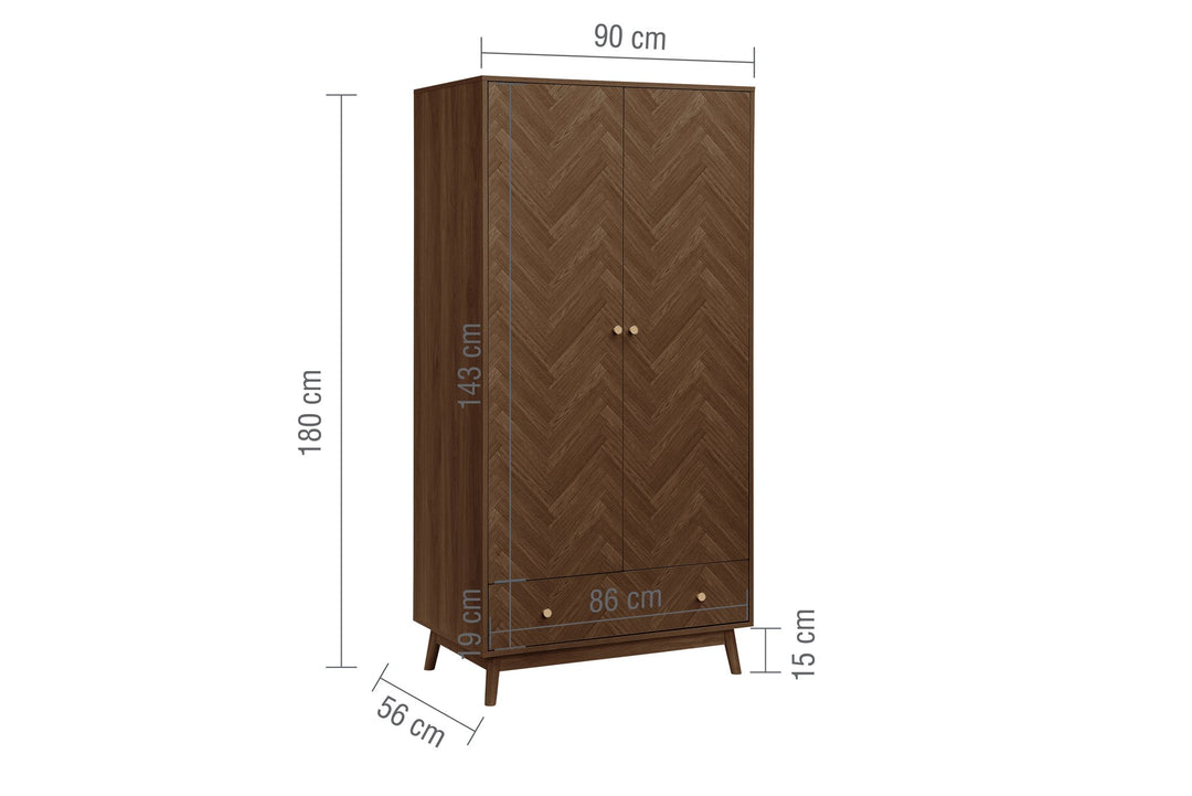 Birlea Herringford 2 Door 1 Drawer Wardrobe (Self Assembly) (DHD)