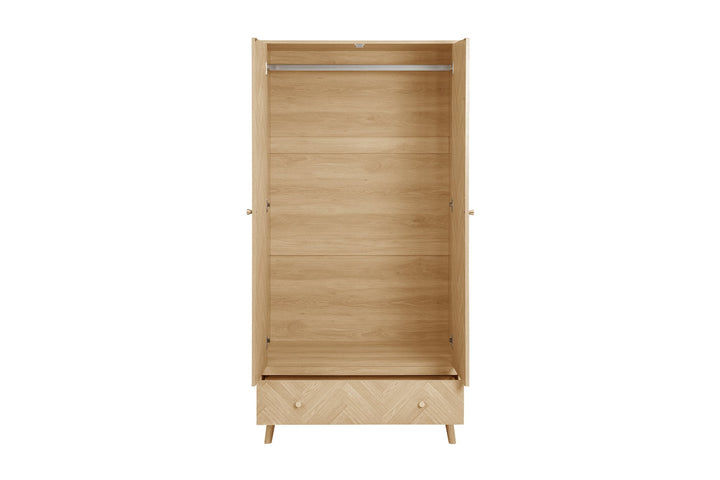 Birlea Herringford 2 Door 1 Drawer Wardrobe (Self Assembly) (DHD)