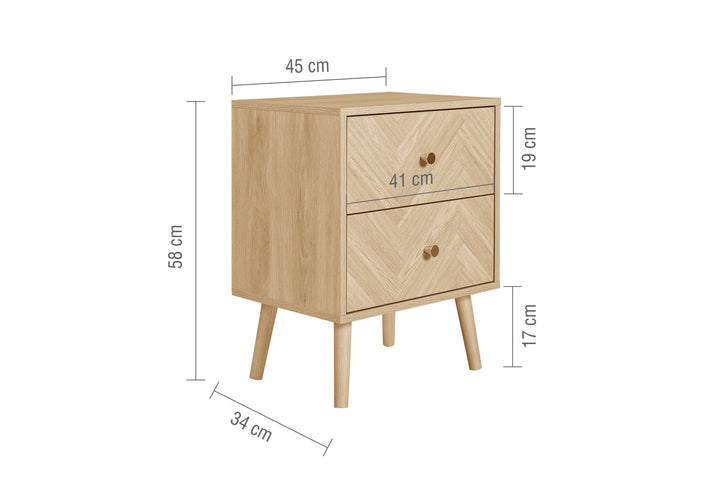 Birlea Herringford 2 Drawer Bedside (Self Assembly) (DHD)
