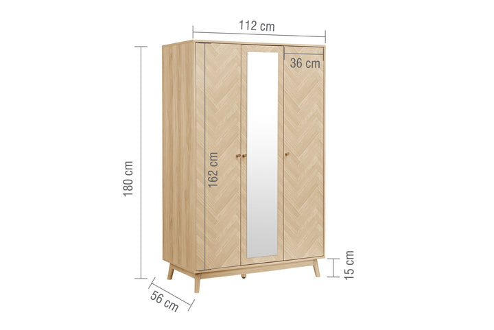 Birlea Herringford 3 Door Wardrobe With Mirror (Self Assembly) (DHD)