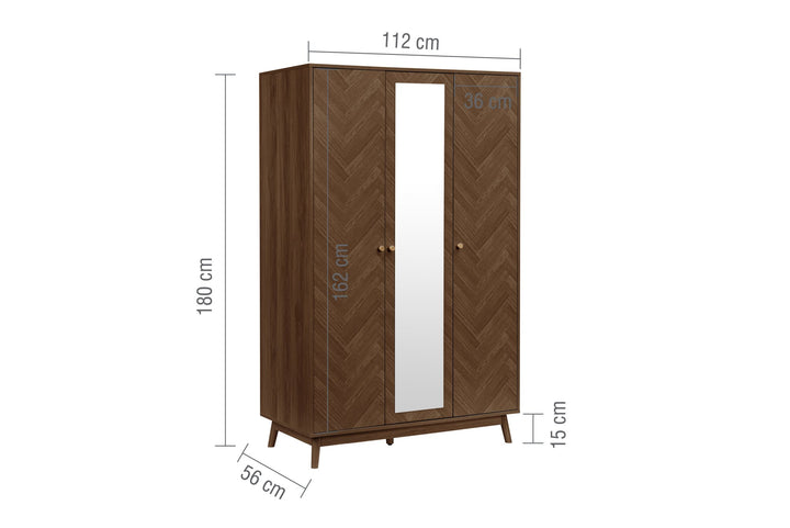 Birlea Herringford 3 Door Wardrobe With Mirror (Self Assembly) (DHD)