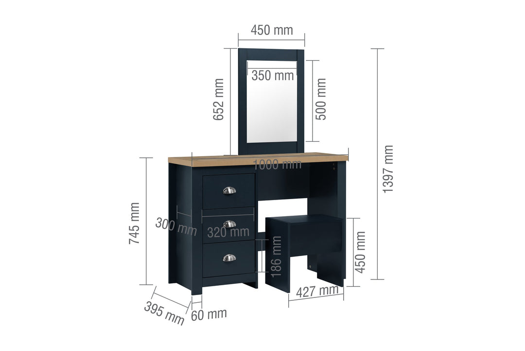 Birlea Highgate Dressing Table With Stool (Self Assembly) (DHD)