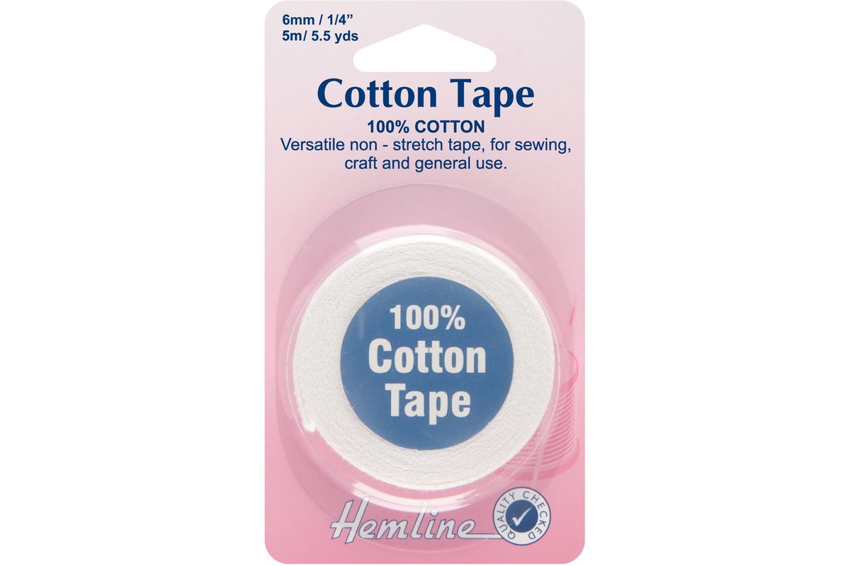 Cotton Tape: 5m x 6mm: White