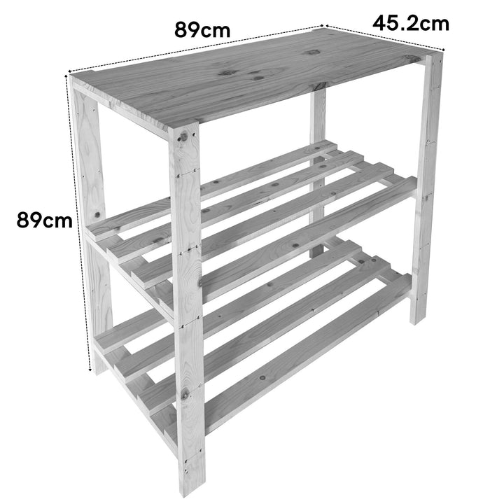 Home Ideas - 3 Shelf Heavy Duty Slatted Free Standing Storage Unit With Solid Work Top Pre-sanded Pine (DHD) Image 2