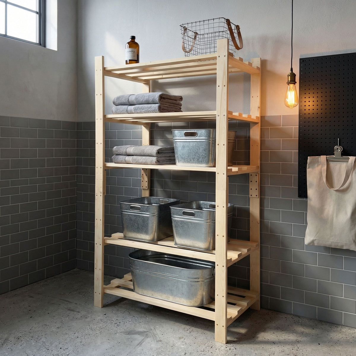 Home Ideas - 5 Shelf Heavy Duty Slatted Free Standing Storage Unit Pre-sanded Pine (DHD) Image 1