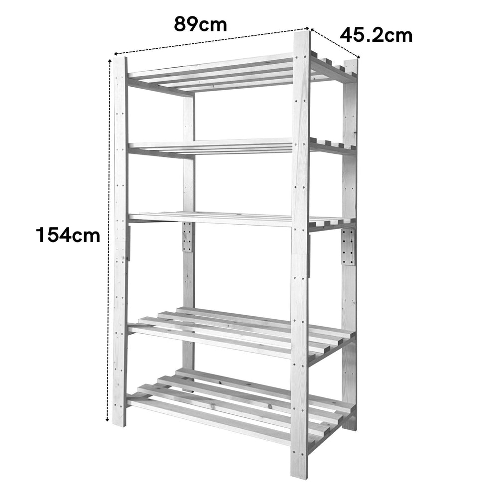 Home Ideas - 5 Shelf Heavy Duty Slatted Free Standing Storage Unit Pre-sanded Pine (DHD) Image 2