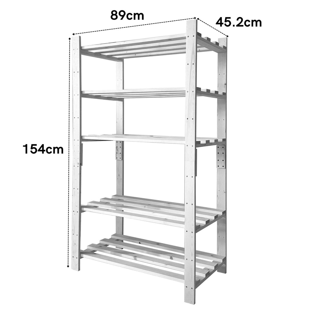 Home Ideas - 5 Shelf Heavy Duty Slatted Free Standing Storage Unit Pre-sanded Pine (DHD) Image 2