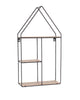 House Shape Display Wall Shelf, Black Metal And Wo (DHD) Image 1
