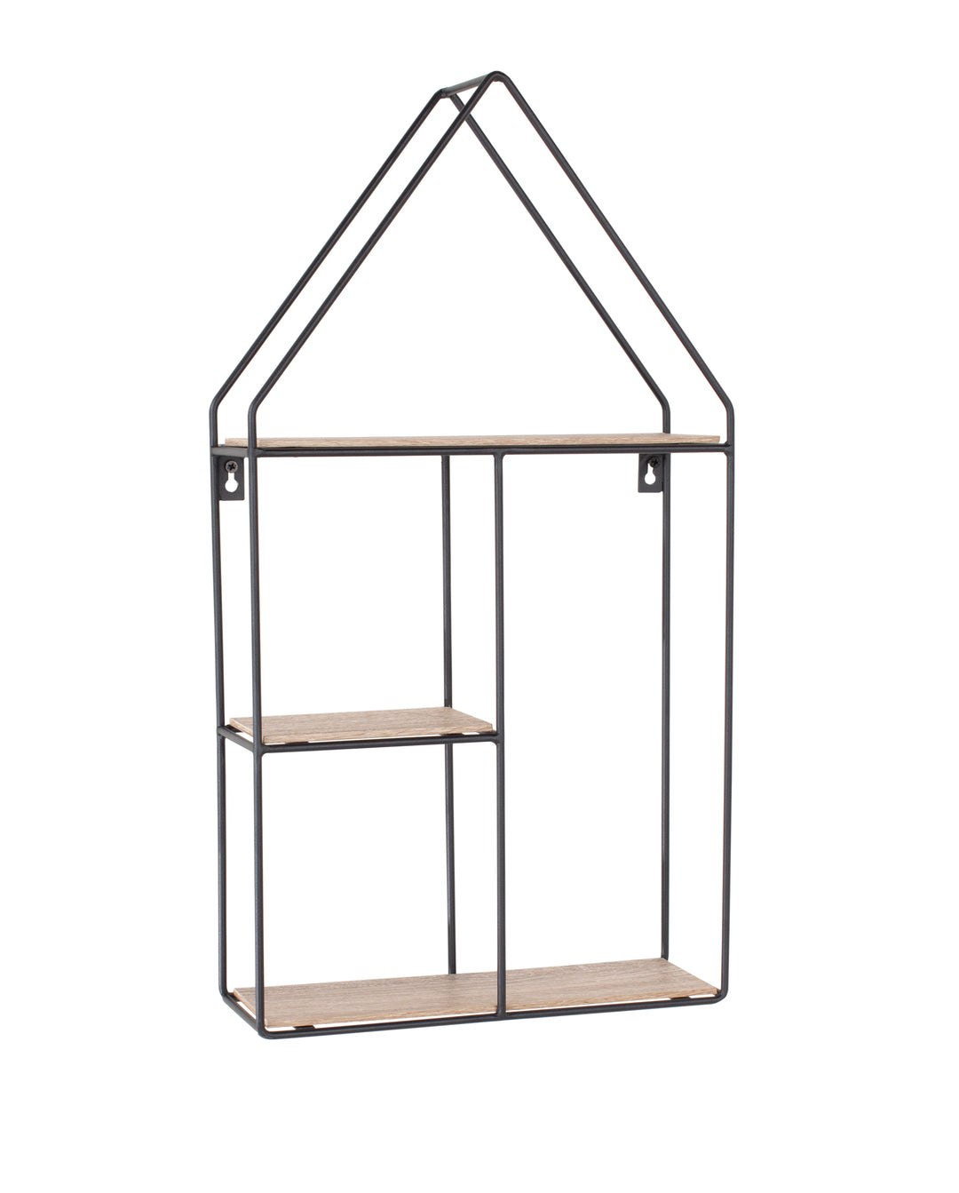 House Shape Display Wall Shelf, Black Metal And Wo (DHD) Image 1