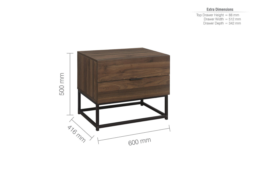 Birlea Houston 2 Drawer Bedside (Self Assembly) (DHD)