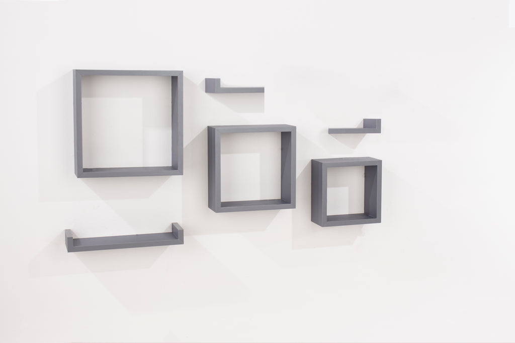 Hudson 6pcs Floating Shelf Kit, Matt Grey Foil (DHD) Image 1