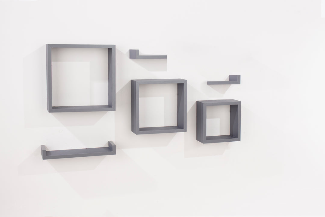 Hudson 6pcs Floating Shelf Kit, Matt Grey Foil (DHD) Image 1