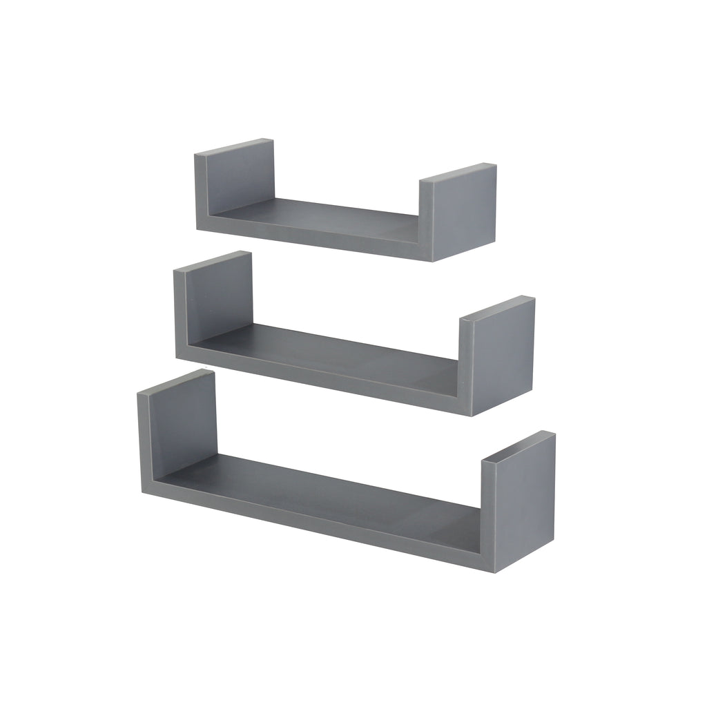 Hudson - Set Of 3 Floating "U" Shape Wall Shelf Kit - Matt Grey (DHD) Image 1