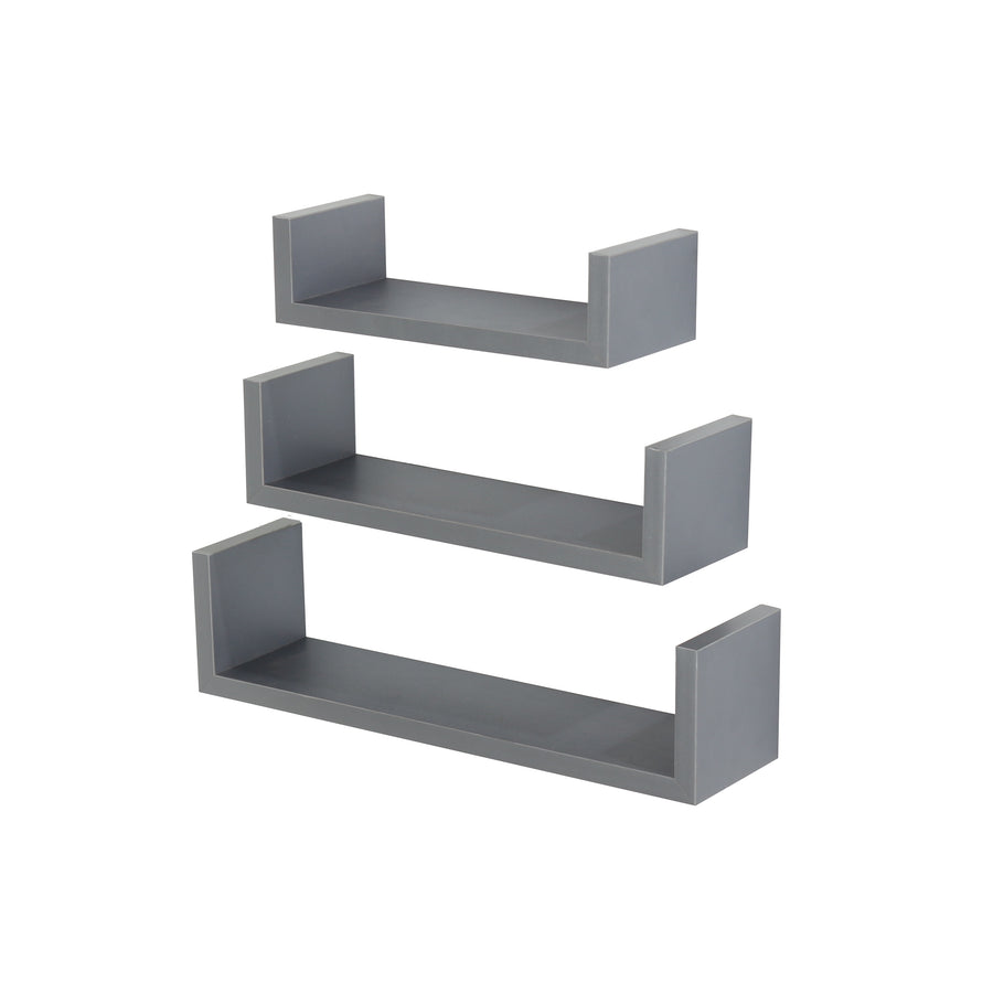 Hudson - Set Of 3 Floating "U" Shape Wall Shelf Kit - Matt Grey (DHD) Image 1