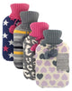 Hot Water Bottles with Trendy Knitted Cover - Assorted Designs