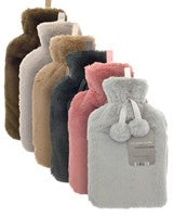 Hot Water Bottles with Luxury Faux Fur Cover - Assorted Colours