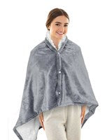 Cozy Up with The Eskimo Luxury Flannel Fleece HEATED Shawl - Grey