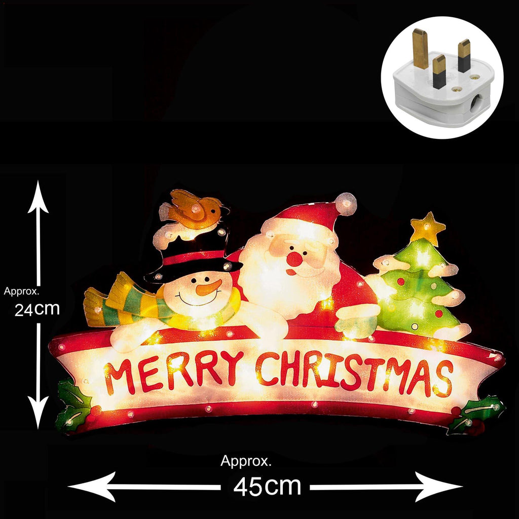 45x24cm Santa-Snowman-Tree Merry Christmas Silhouette