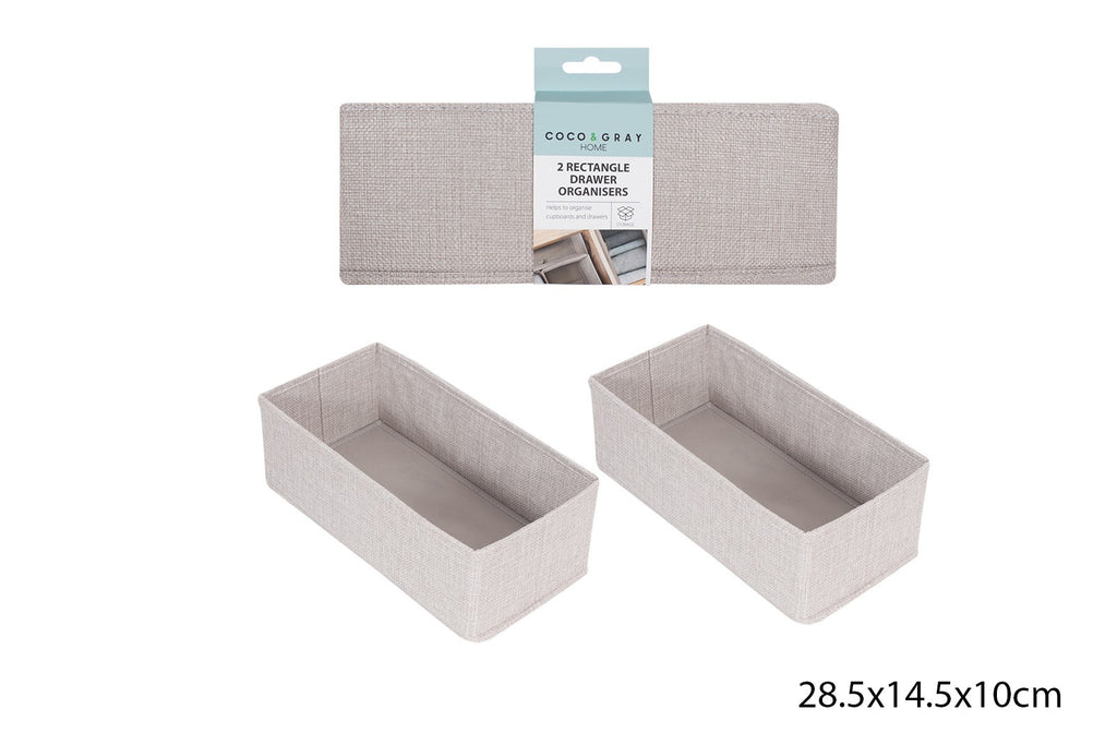 Coco & Gray Drawer Organiser 2pk Rec 28.5x14.5x10cm