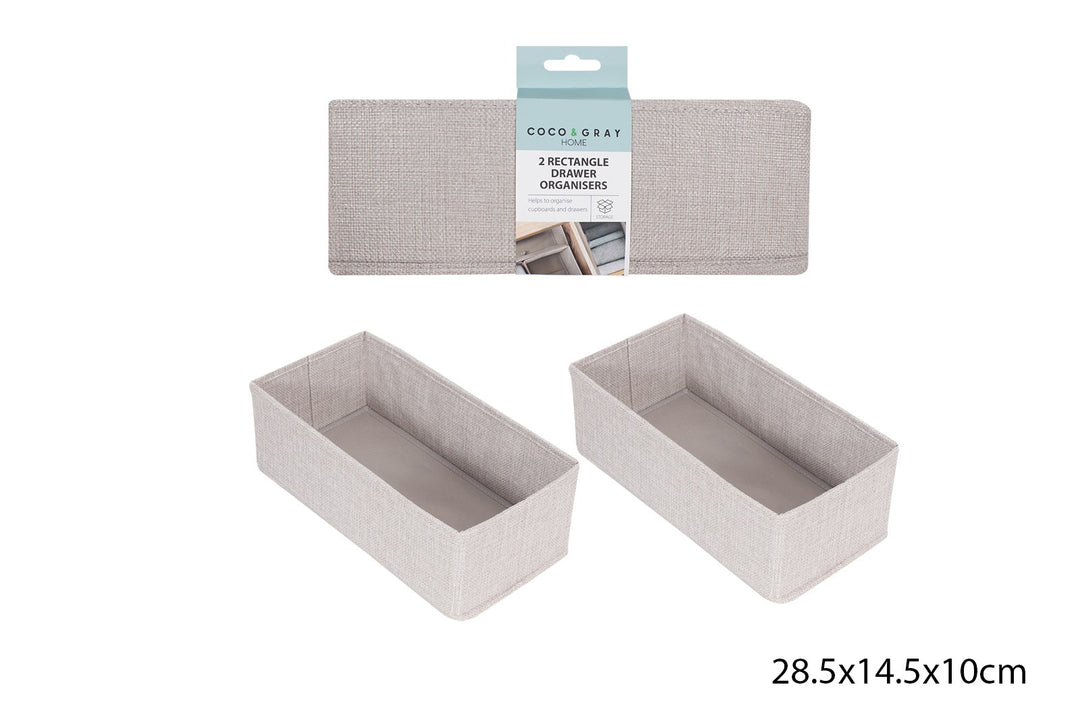 Coco & Gray Drawer Organiser 2pk Rec 28.5x14.5x10cm