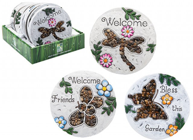 Cement Stepping Stone With Pebbles 3 Assorted