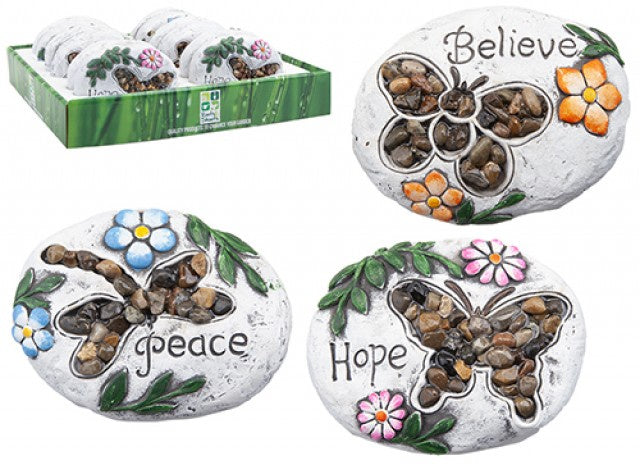 Garden Rocks With Pebbles Hope, Peace, Believe