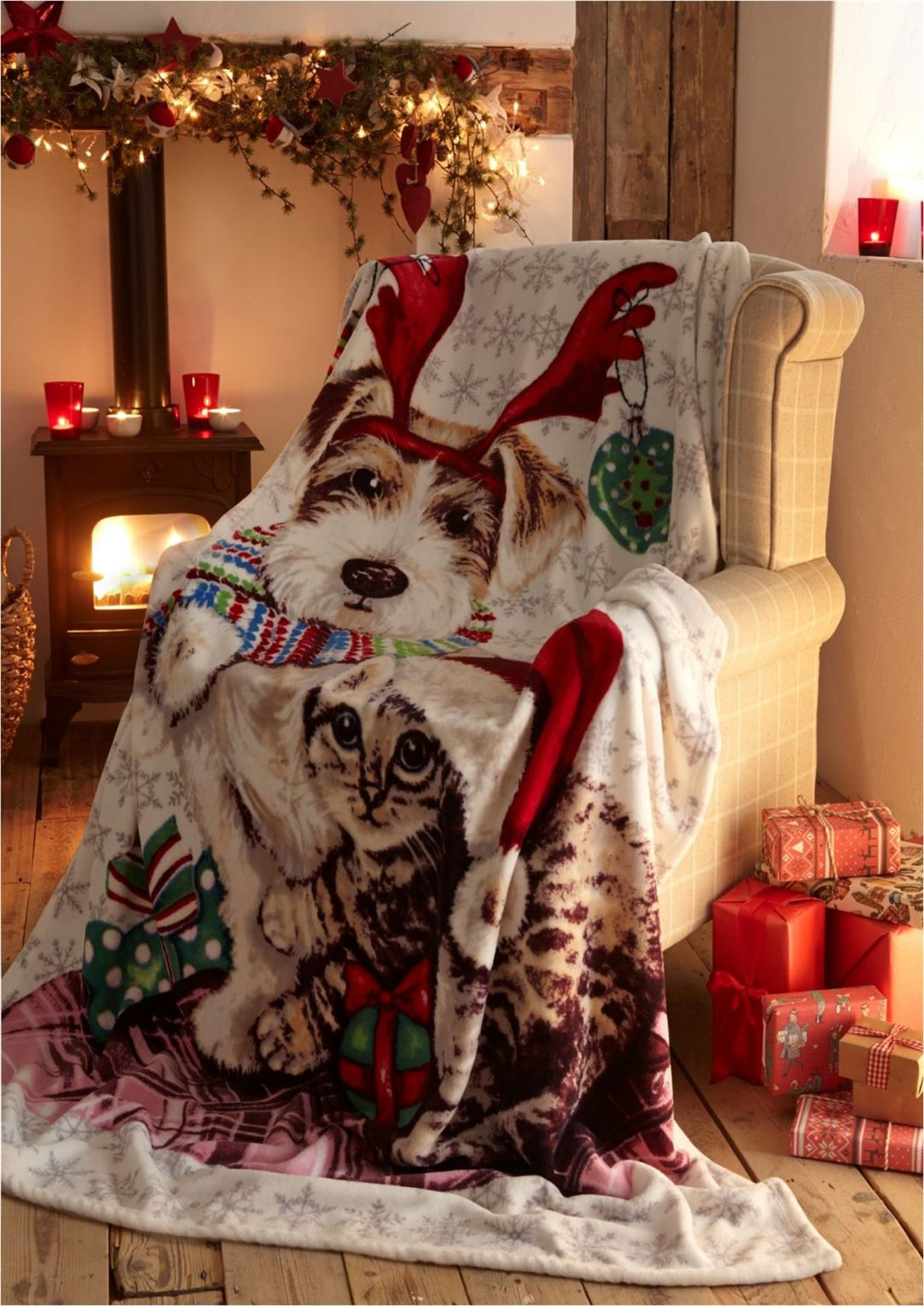 Ivy & Snowy Fleece Throw 130cm x 170cm