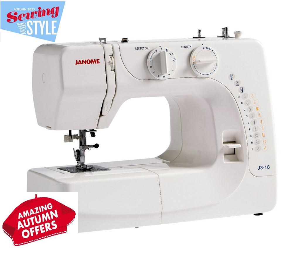 Janome Sewing Machine J3-18 (DHD) with FREE Fashion & Finishing Kit Worth Over £90!