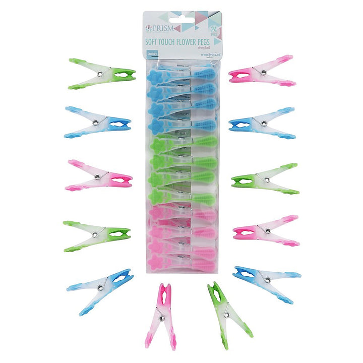 JVL Prism Soft Touch Flower Design Pegs Pack of 20