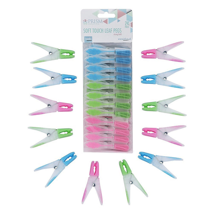 JVL Prism Soft Touch Leaf Design Pegs Pack of 20