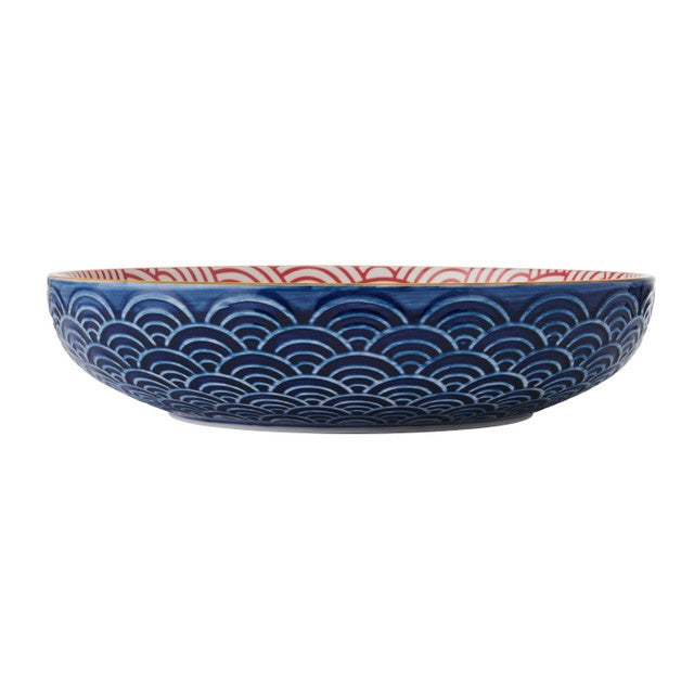 Mikasa Blue Arched Stoneware Bowl, 900ml, 21 x 5cm