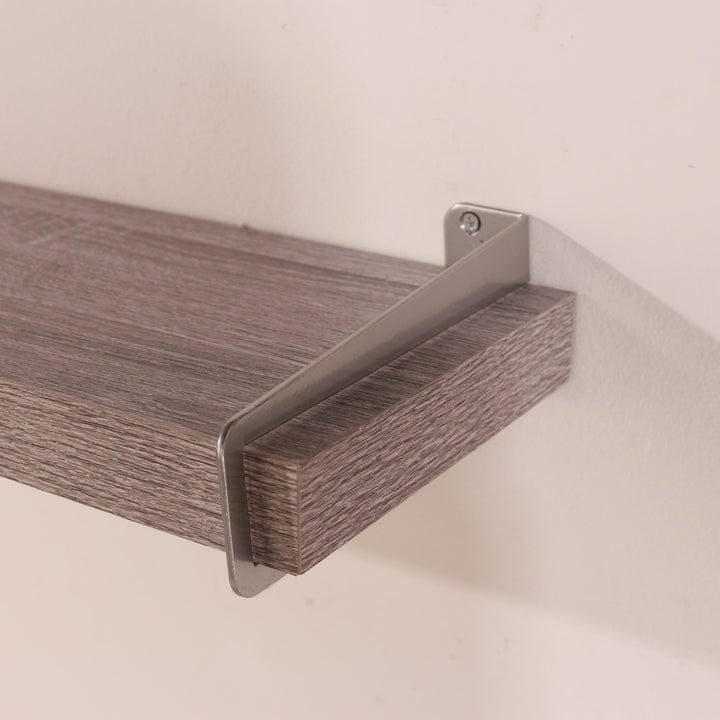 Keer - 60cm Chunky Shelf With Slide On Metal Brackets - Grey Oak Effect (DHD) Image 2