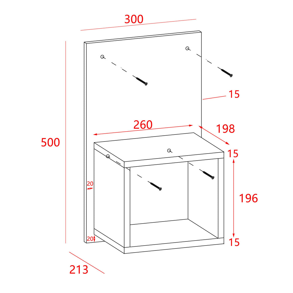 Kelly - Pair Of Kelly Oak Effect Wall Hanging Open Compact Bedside Tables (Self Assembly) (DHD) Image 1