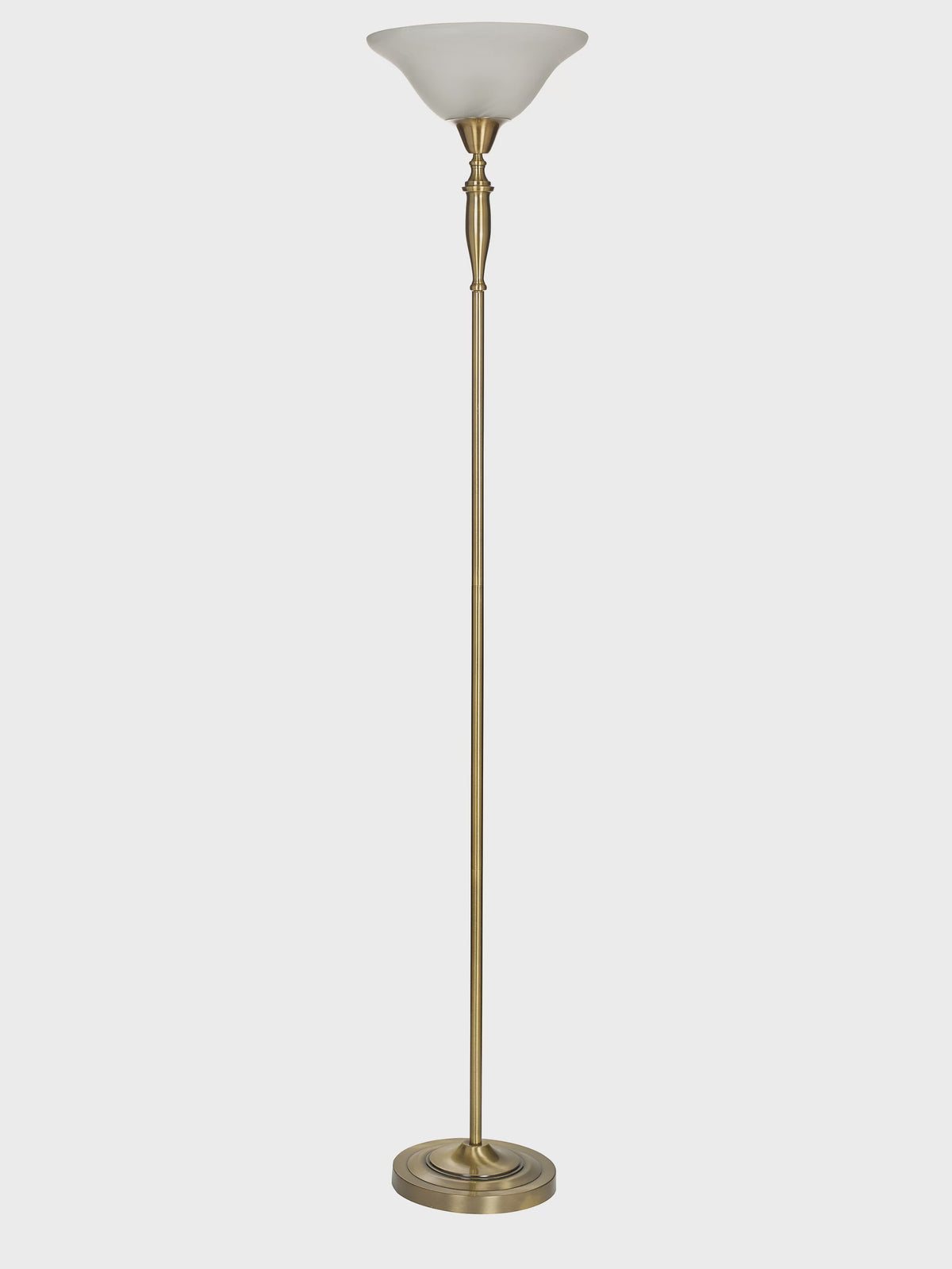 Fenwick gold floor lamp with glass uplighter shade