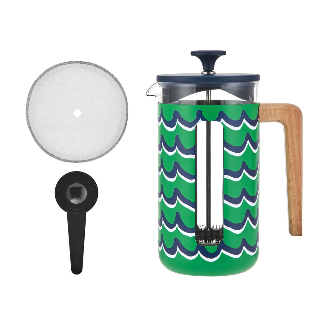 La Cafetière Pisa 8 Cup 1L Stainless Steel Cafetiere, Cyan Tides