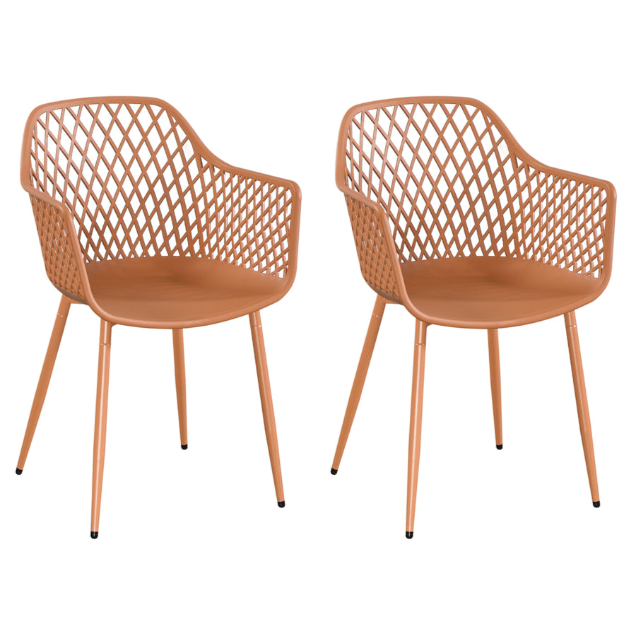 Lattice Bistro UV Arm Chair Terracotta (pair) (Self Assembly) (DHD) Image 1