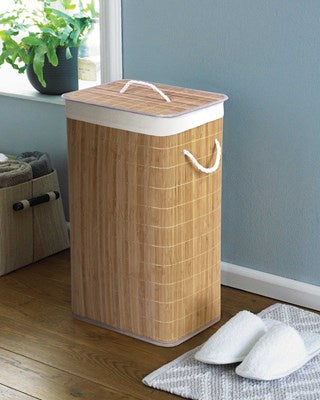Eco Friendly Natural Bamboo Laundry Hamper with Lid 40x30x60cm - Natural